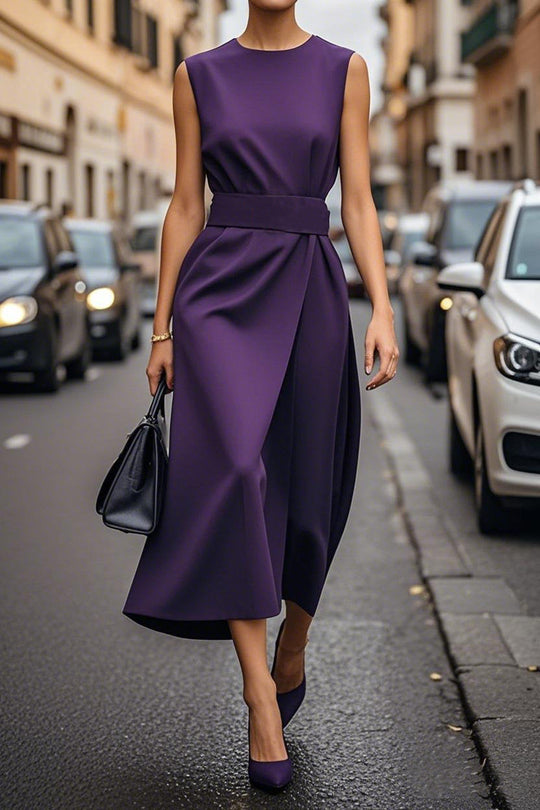 Elegantes Damen Maxikleid mit fließendem Schnitt & Taillengürtel
