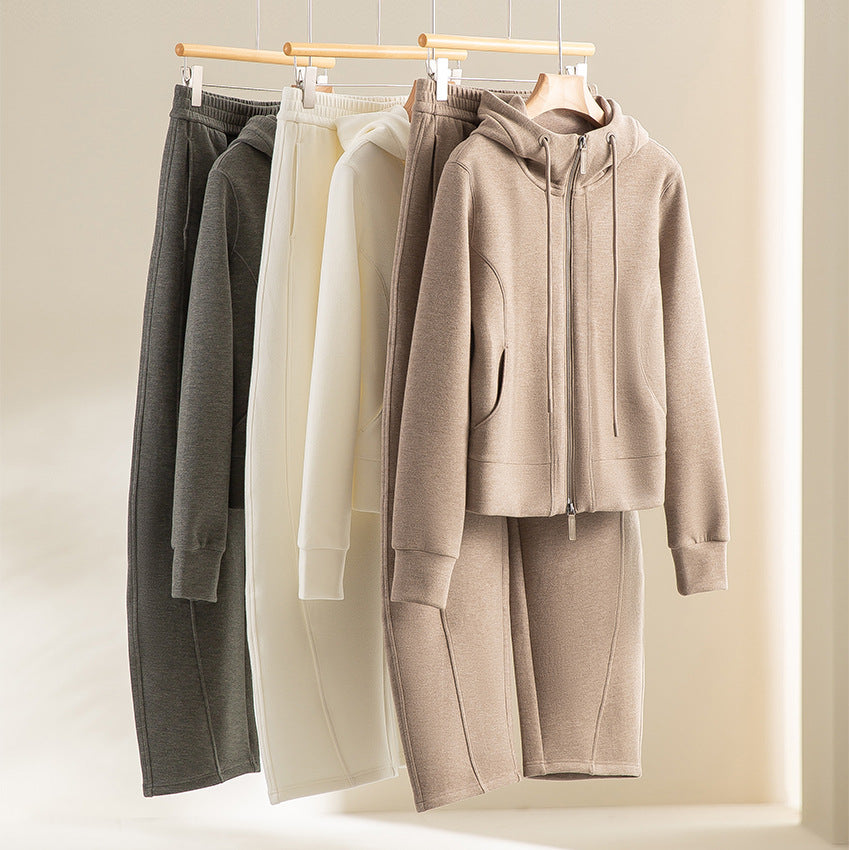 Damen Kurze Kapuzen-Sweatjacke mit Zwei-Wege-Reißverschluss und Kängurutaschen Shop Nory