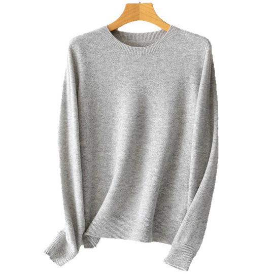 Damen Feiner Rundhals-Pullover aus Kaschmir-Mix mit gerippten Bündchen Shop Nory