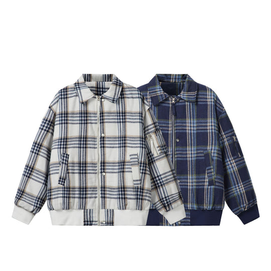 Unisex Karierter Boxy-Blouson im Oversize‑Cut mit Rippbündchen und Reißverschluss Shop Nory