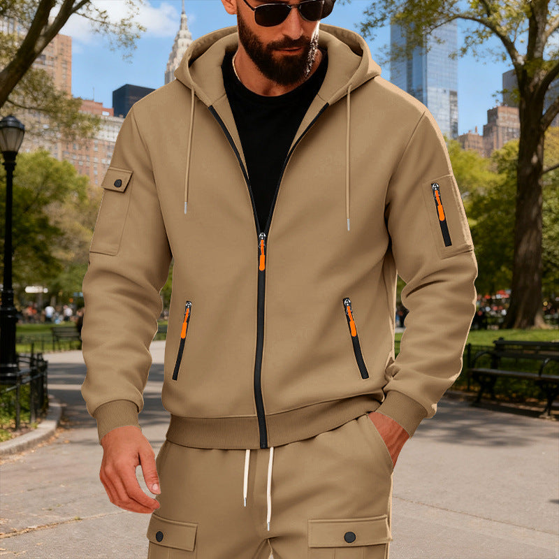 Herren Sportliche Zip-Hoodie mit Innovativen Reißverschlusstaschen