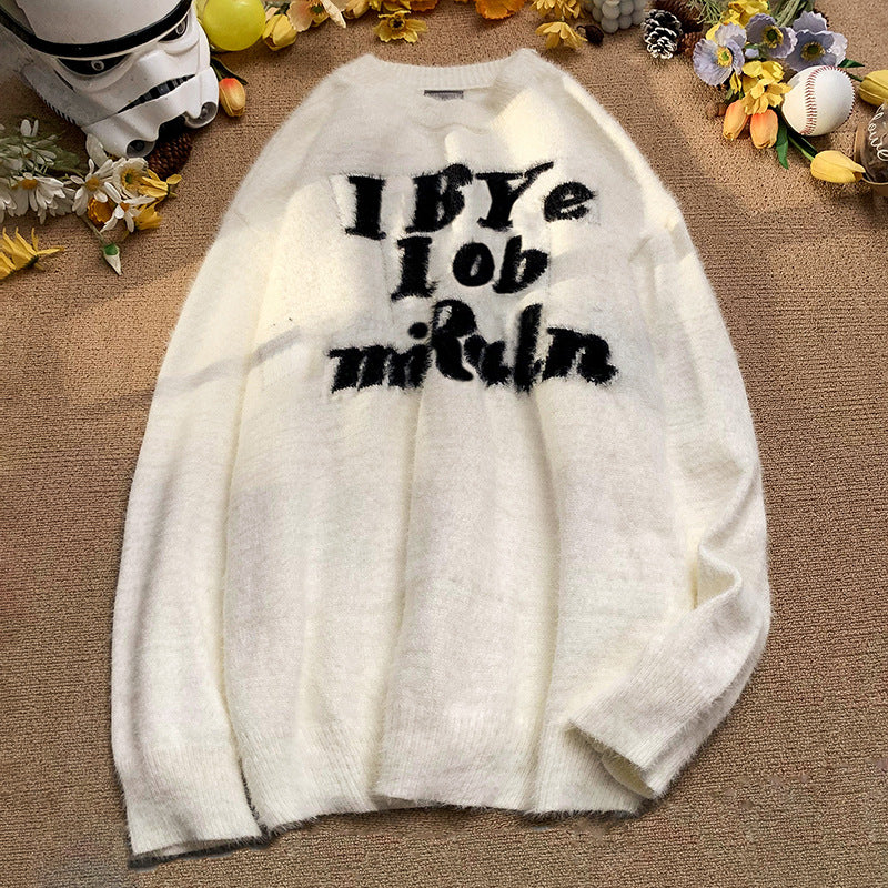 Damen Flauschiger Pullover mit kreativem Aufdruck Shop Nory