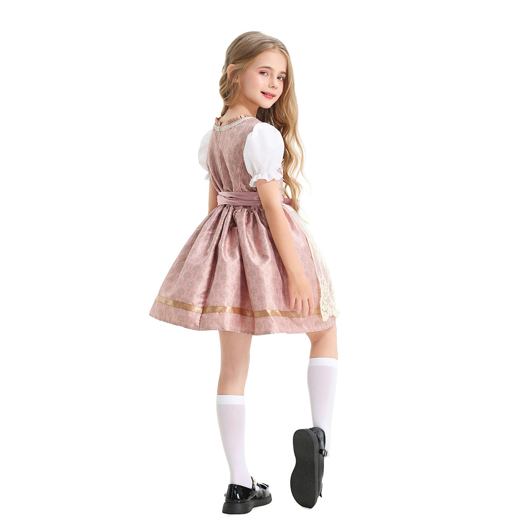 Damen nan festliches Kinderdirndl mit Spitzenoberteil, Satin-Schürze und Puffärmeln Shop Nory