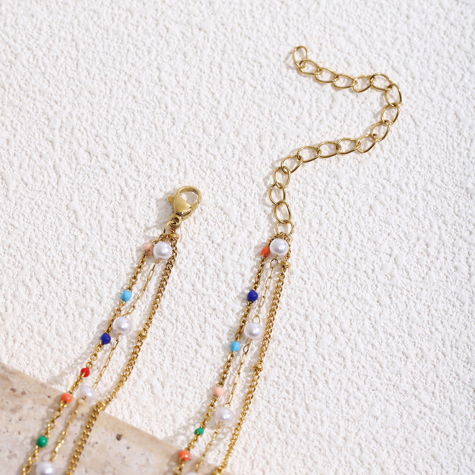 Damen mehrlagige Kette mit bunten Perlen Shop Nory