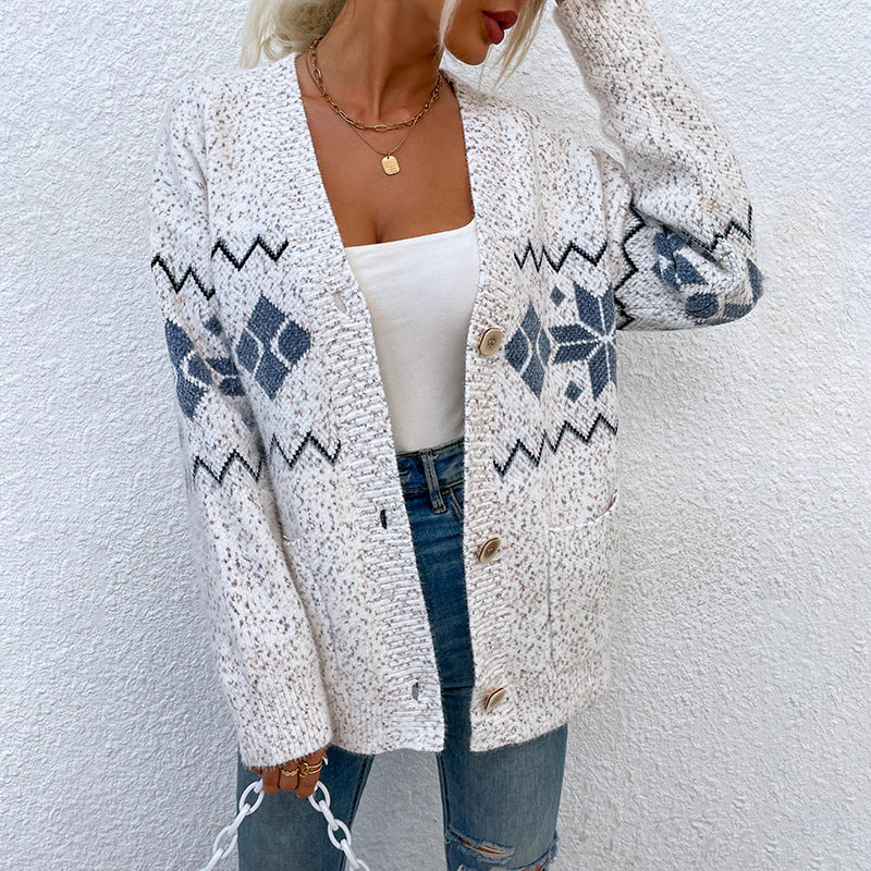 Damen Strickjacke mit klassischem Muster Shopnory