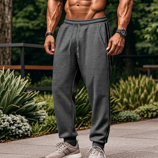 Herren Bequeme Sporthose mit kontrastierenden Seiteneinsätzen und elastischem Bund Shopnory