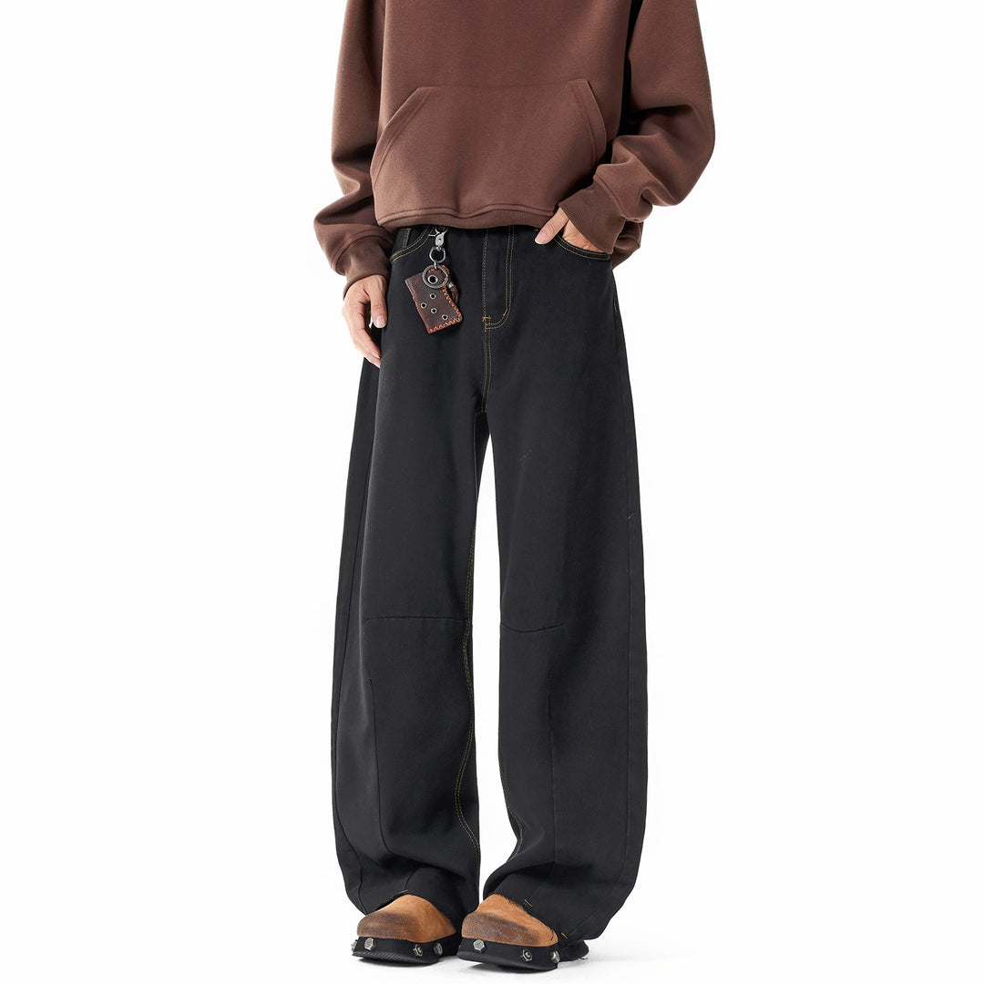 Herren Weit geschnittene Baggy-Jeans mit hoher Bundhöhe, Knie‑Abnähern und Used‑Waschung Shop Nory