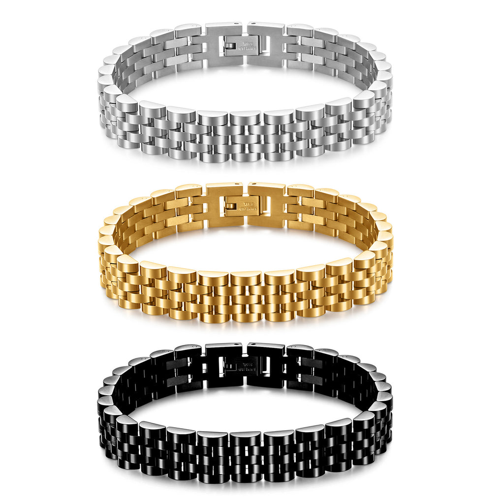 Herren Armband aus hochwertigem Edelstahl mit modernem Gliederdesign Shop Nory