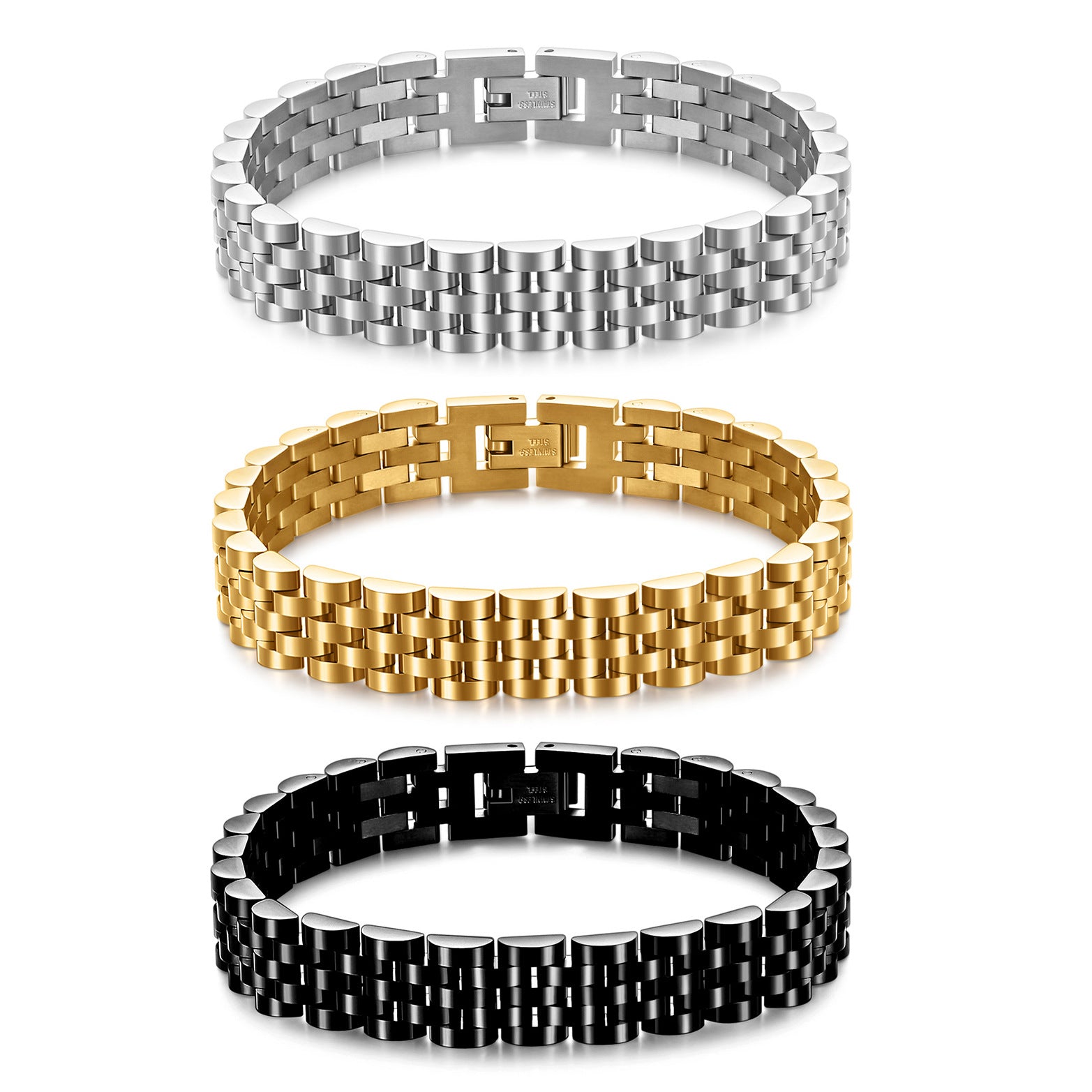 Herren Armband aus hochwertigem Edelstahl mit modernem Gliederdesign Shop Nory