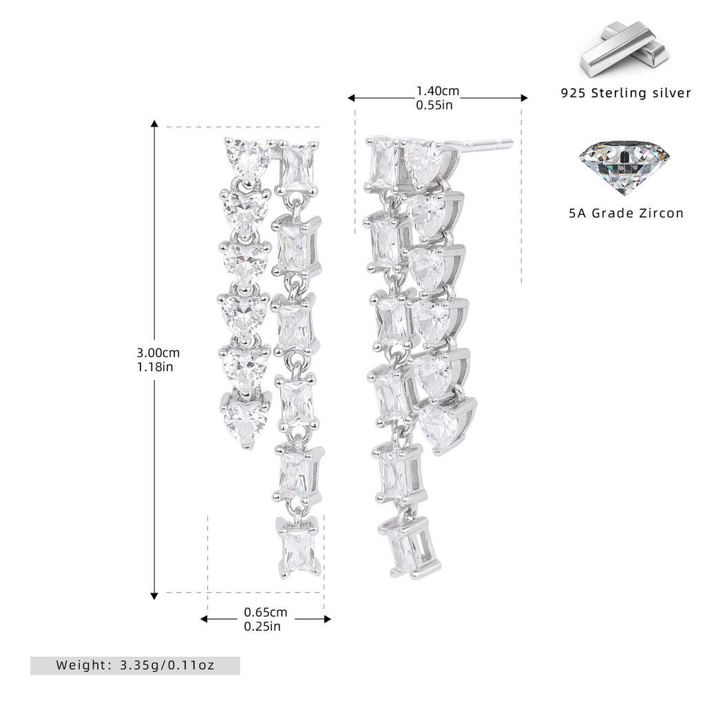 Damen Luxus Ohrhänger mit funkelnden Zirkonia aus 925 Sterling Silber Shop Nory