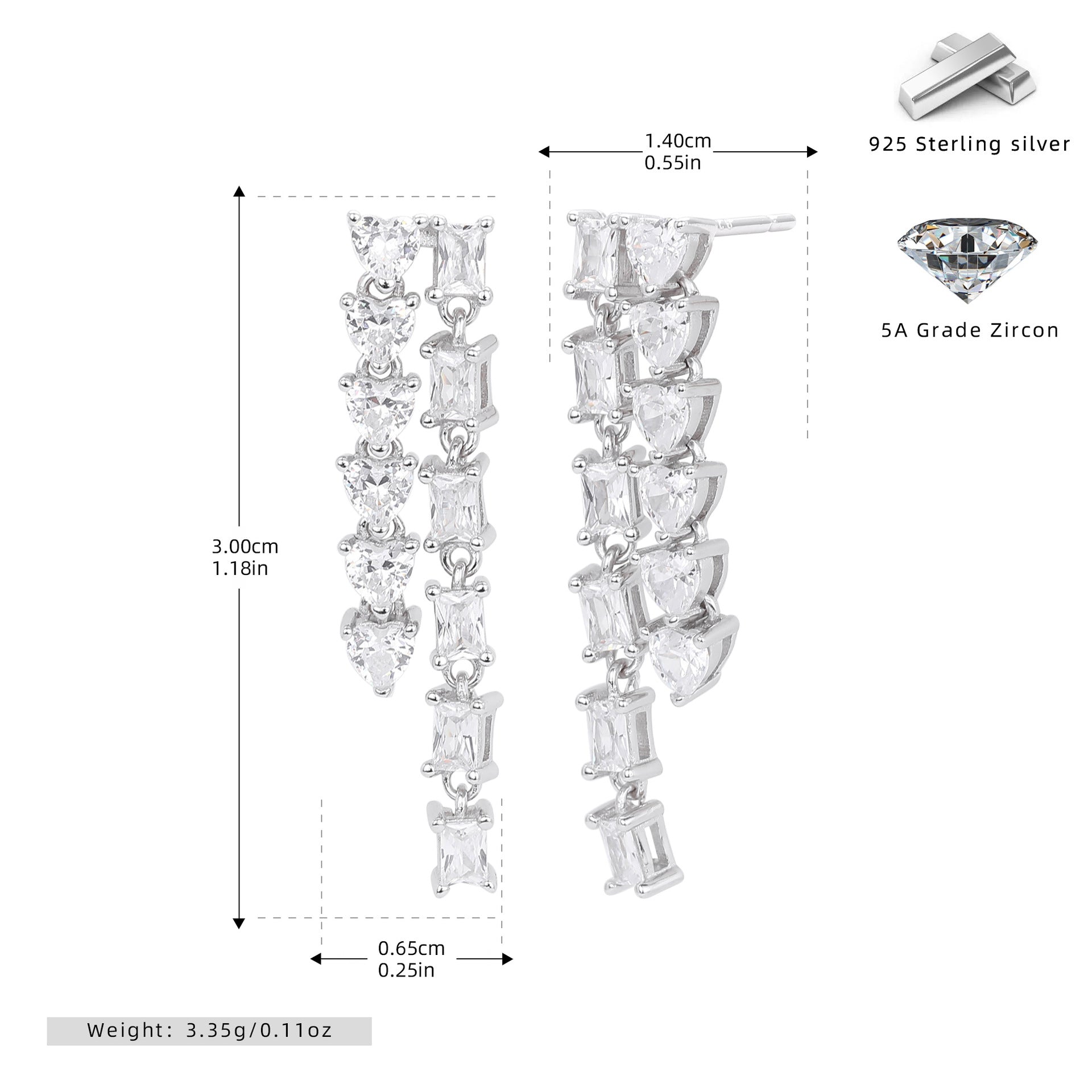 Damen Luxus Ohrhänger mit funkelnden Zirkonia aus 925 Sterling Silber Shop Nory