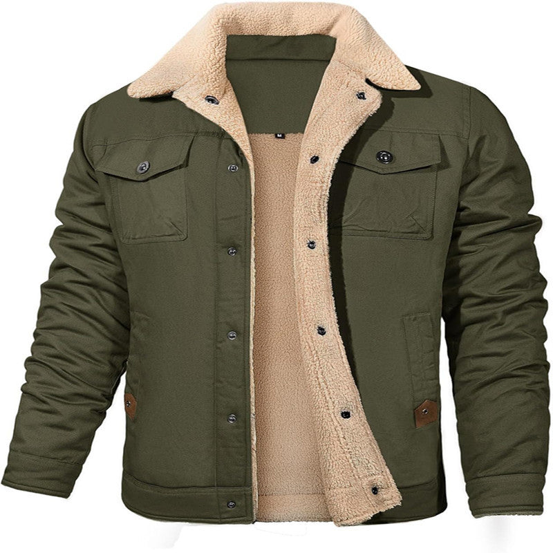Herren Utility-Arbeitsjacke aus Canvas mit Kunstfellkragen und gesteppter Innenfütterung Shop Nory