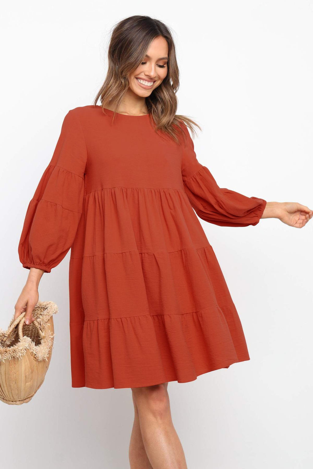 Damen romantisches Sommerkleid mit voluminösen Ärmeln und Rüschendetails
