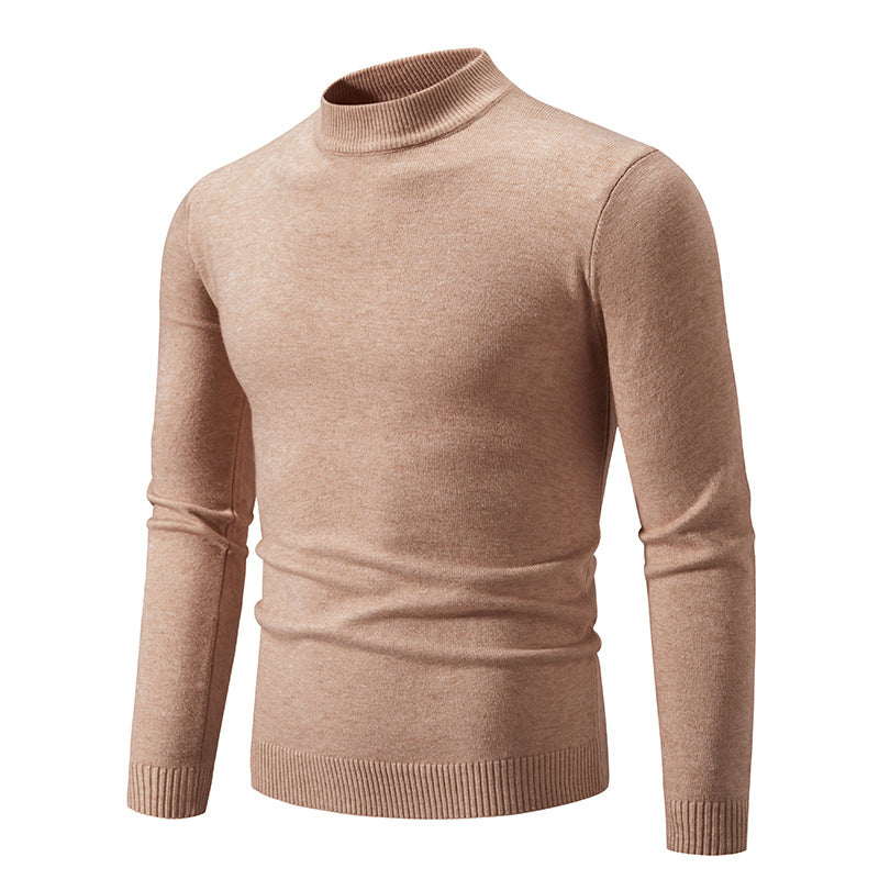 Herren Schmal geschnittener Feinstrick‑Mockneck‑Pullover mit geripptem Kragen und Saum Shop Nory