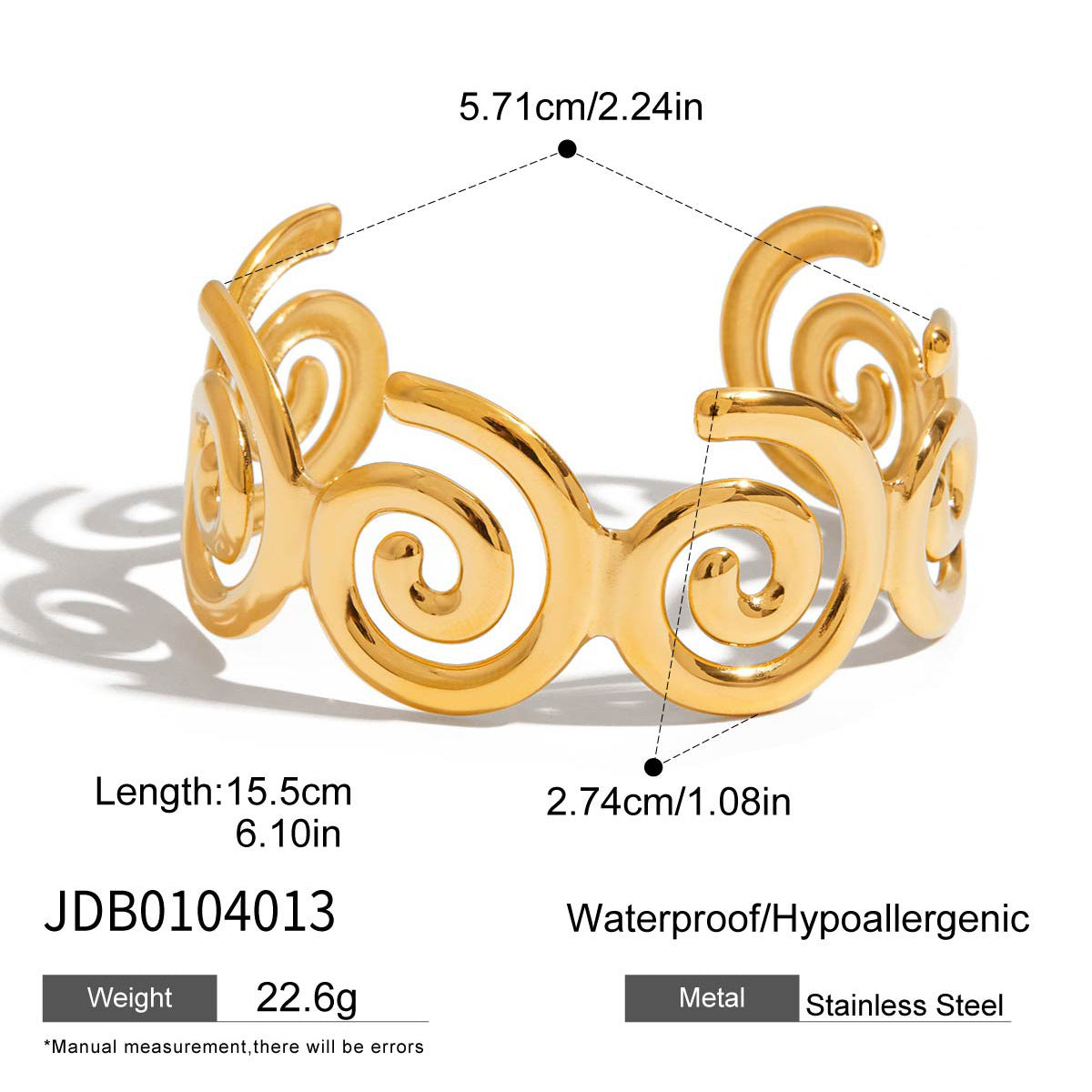 Damen Offenes Armband mit elegantem Muschel-Design aus hypoallergenem Edelstahl Shop Nory