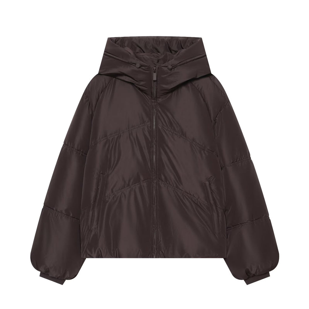 Damen Kurz geschnittene wattierte Oversize‑Steppjacke mit hohem Stehkragen und Kapuze Shop Nory
