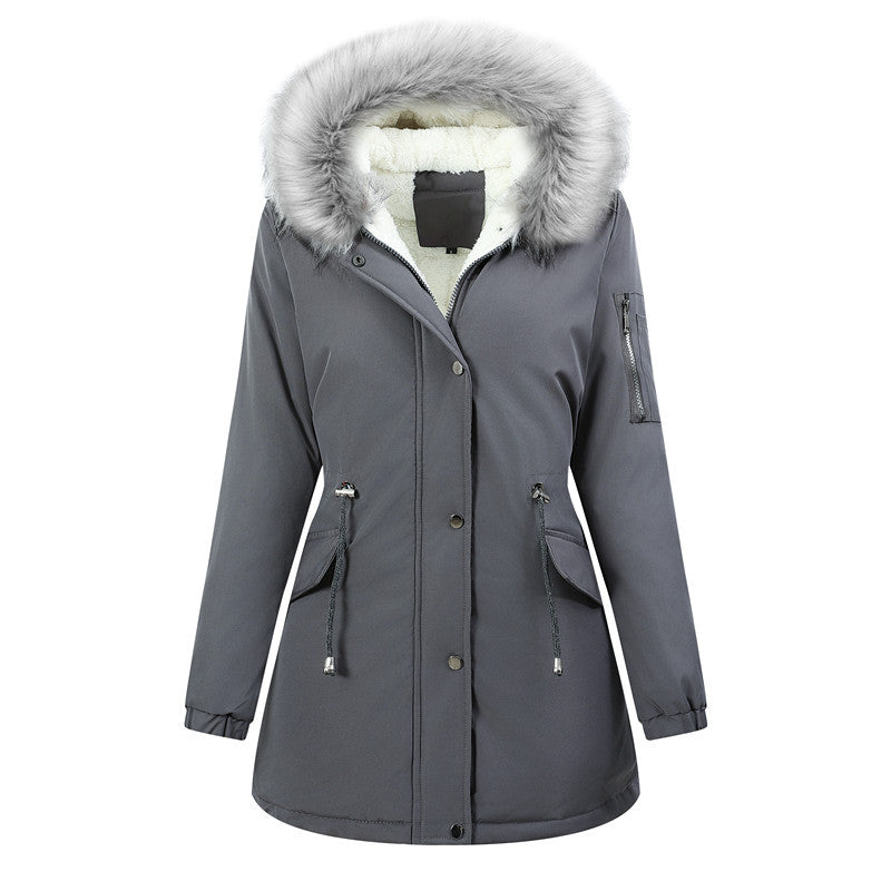 Damen Thermo-Parka mit Sherpa-Innenfutter, Kunstfellkapuze und tailliertem Kordelzug Shop Nory
