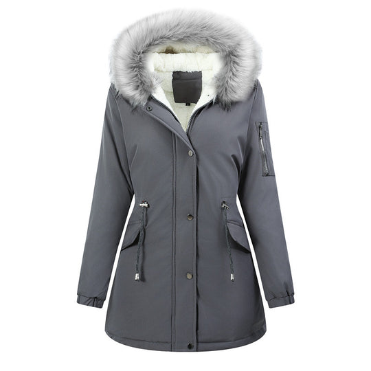 Damen Thermo-Parka mit Sherpa-Innenfutter, Kunstfellkapuze und tailliertem Kordelzug Shop Nory