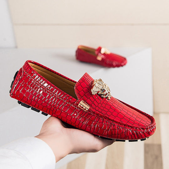 Damen lackierte Mokassin-Fahrerhalbschuhe mit Krokoprägung, weichem Lederfutter und profilierter Noppenlaufsohle Shop Nory