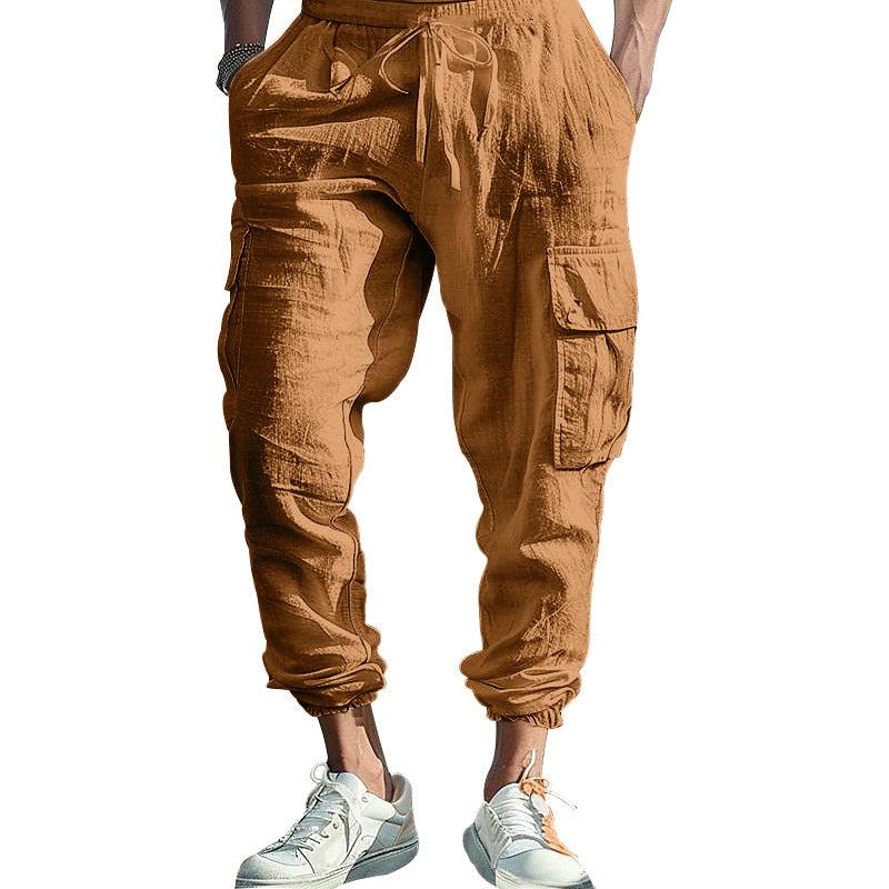 Herren luftige Cargo-Hose mit elastischem Bund und seitlichen Taschen