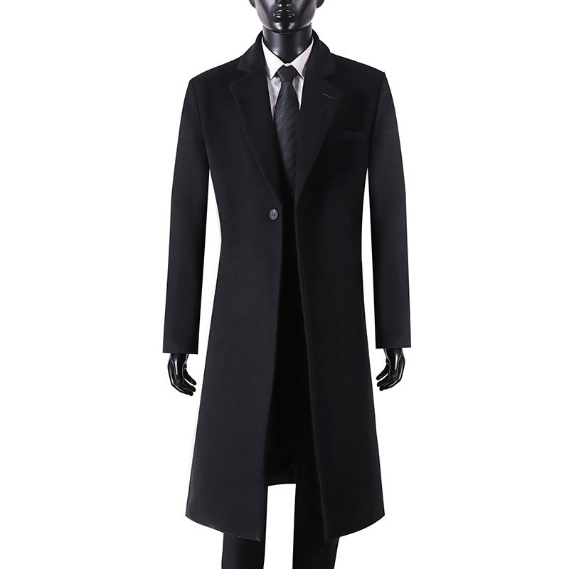 Herren Eleganter Longcoat aus Wollmix mit schmaler Silhouette und Ein-Knopf‑Verschluss Shop Nory