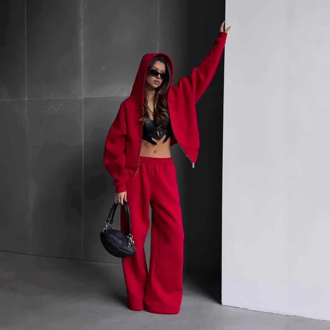 Damen Oversized Kapuzenjacke und Sweathose Set Shop Nory