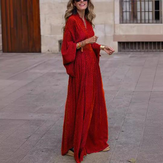Damen Maxikleid mit elegantem Schnitt und weit ausgestellten Ärmeln