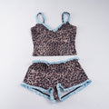 Damen Schlafanzug-Set mit Leopardenmuster und Rüschendetails