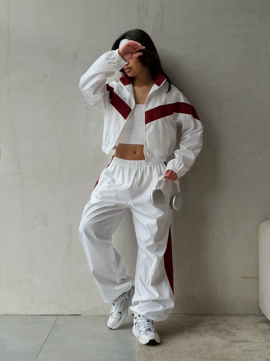 Damen Zweiteiliges Track-Set mit Cropped-Windjacke und weitem Jogger Shop Nory