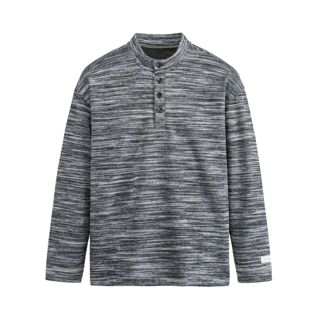 Herren Strukturierter Henley-Strickpullover mit Stehkragen und Melange-Struktur Shop Nory
