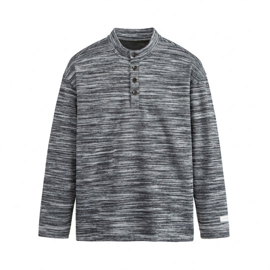 Herren Strukturierter Henley-Strickpullover mit Stehkragen und Melange-Struktur Shop Nory