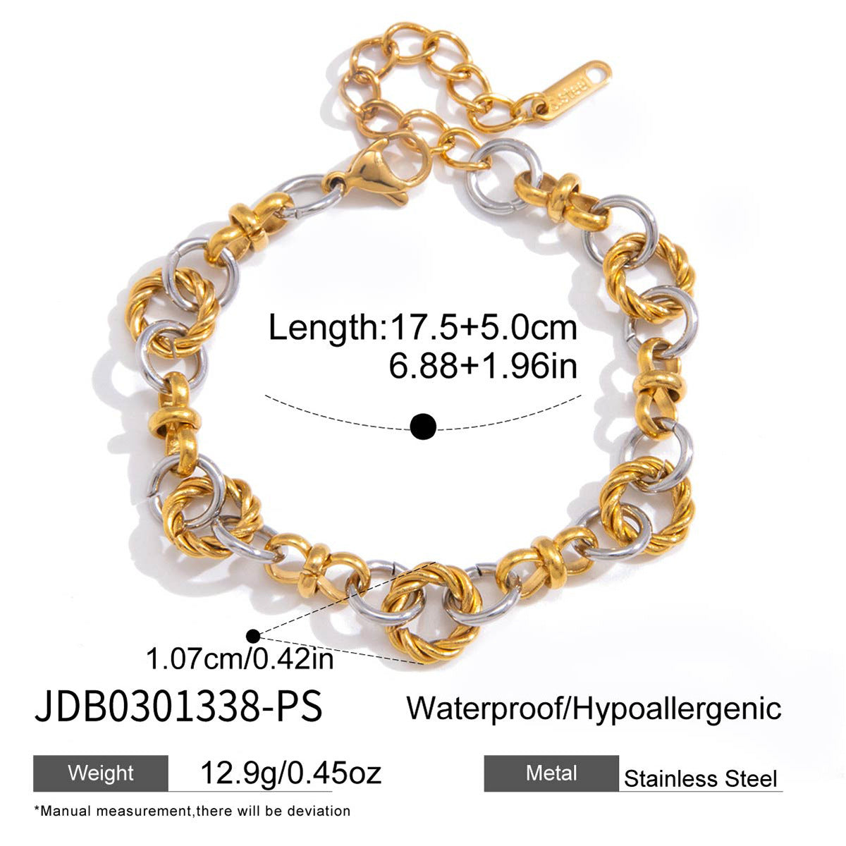 Damen Armband mit modernem Kettenmuster und hypoallergenen Eigenschaften Shop Nory