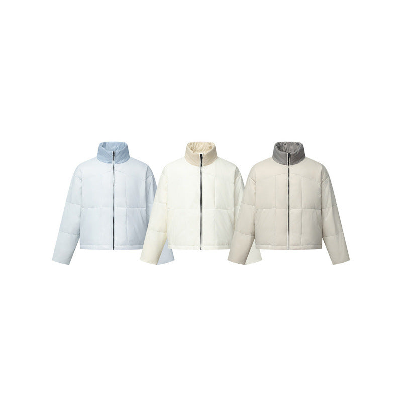 Unisex Boxy-Pufferjacke mit Stehkragen in Kontrastoptik und quadratischer Steppung Shop Nory