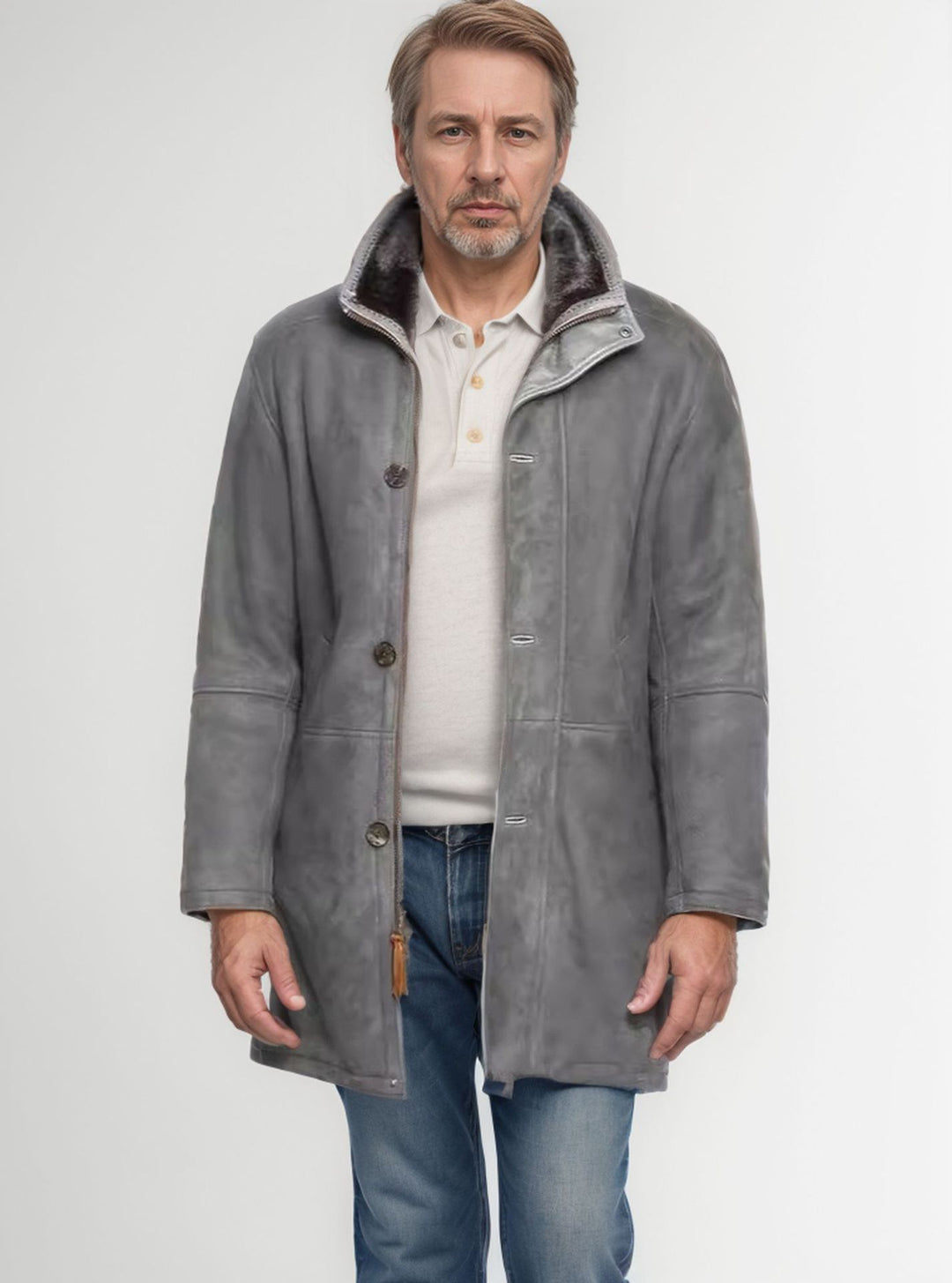 Herren Langer Thermomantel im Field-Stil mit Kunstlammfell-Innenseiten und Zweiwege-Reißverschluss Shop Nory
