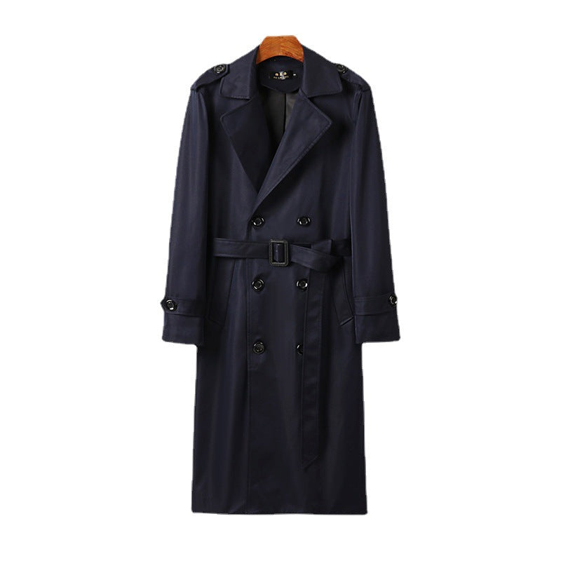 Herren Wasserabweisender doppelt geknöpfter Trenchcoat mit Bindegürtel und Epauletten Shop Nory