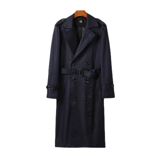 Herren Wasserabweisender doppelt geknöpfter Trenchcoat mit Bindegürtel und Epauletten Shop Nory