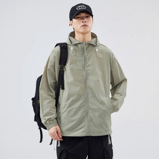 Herren leichte Windjacke mit praktischen Taschen und verstellbarem Kapuzen-Design