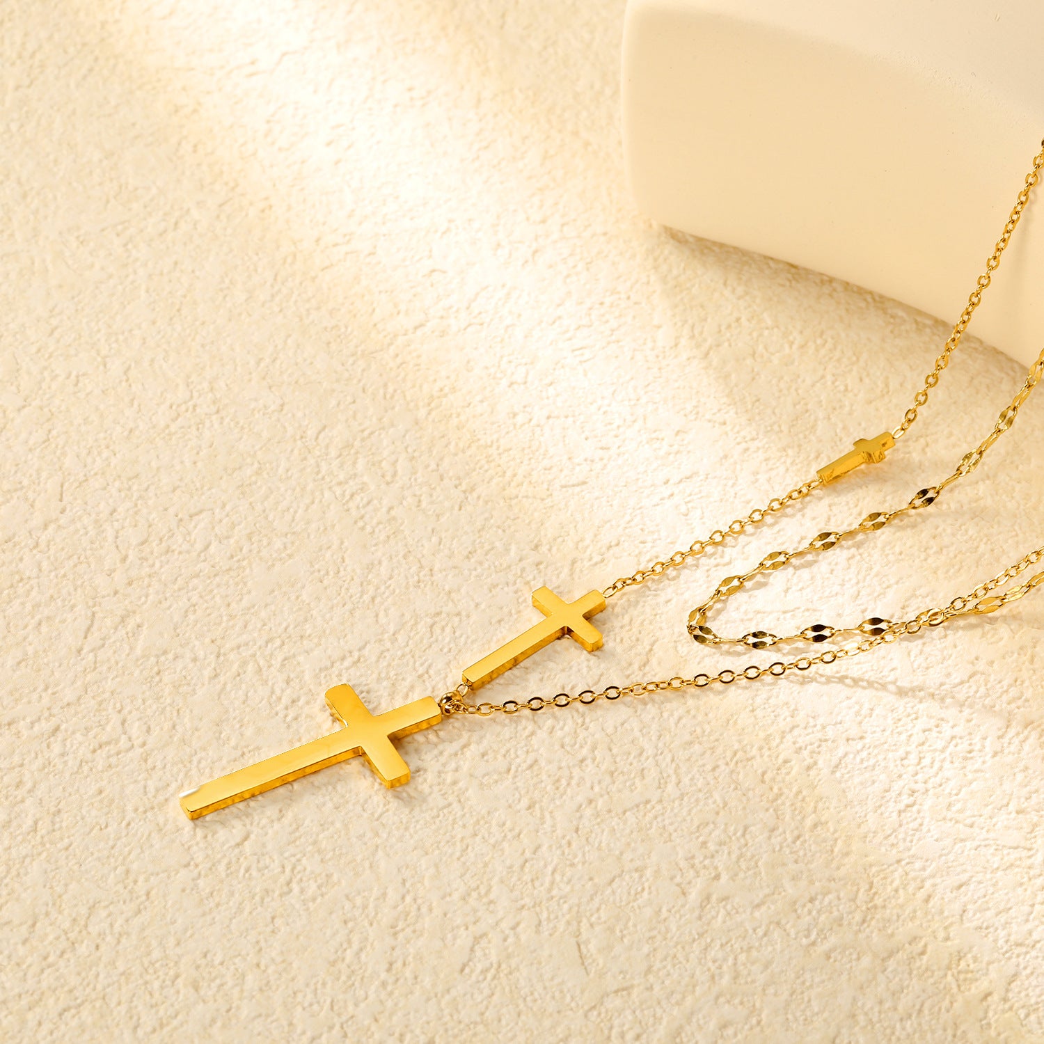 Damen mehrlagige Kreuz-Halskette mit goldplattierten Anhängern Shop Nory