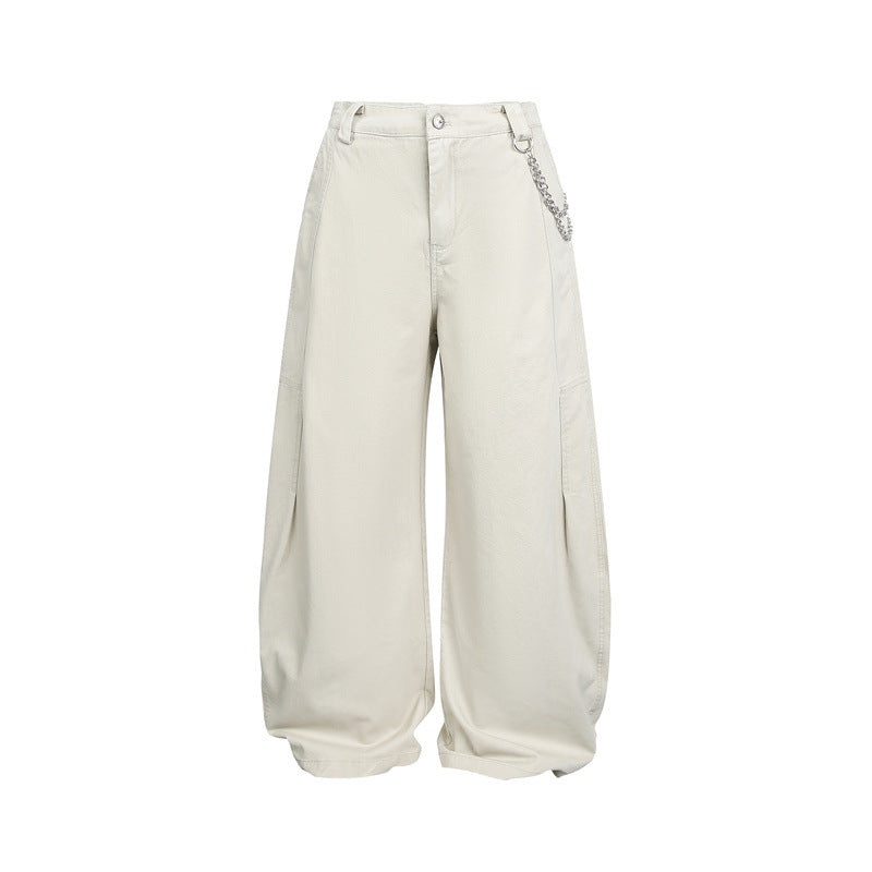 Damen Weite Balloon-Hose mit hoher Taille, Kettendetail und Cargo-Elementen Shop Nory