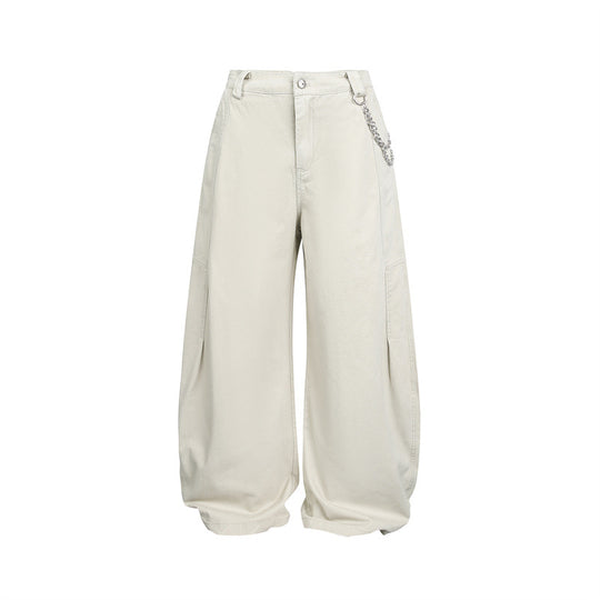 Damen Weite Balloon-Hose mit hoher Taille, Kettendetail und Cargo-Elementen Shop Nory