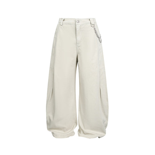 Damen Weite Balloon-Hose mit hoher Taille, Kettendetail und Cargo-Elementen Shop Nory