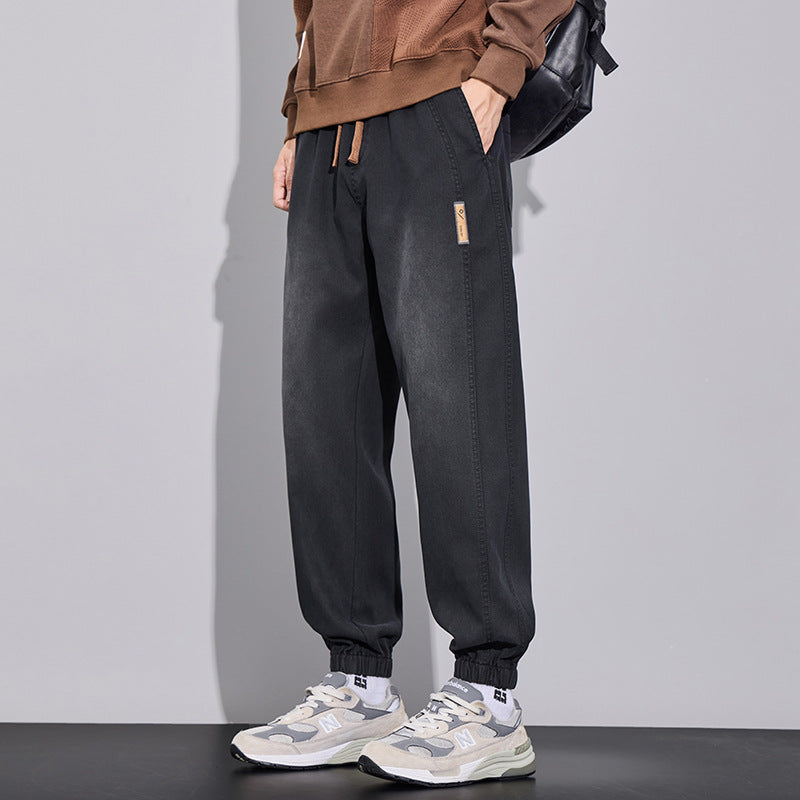 Herren Relaxed-Fit Jogginghose im Denim‑Look mit elastischem Bund, Tunnelzug und geripptem Beinabschluss Shop Nory