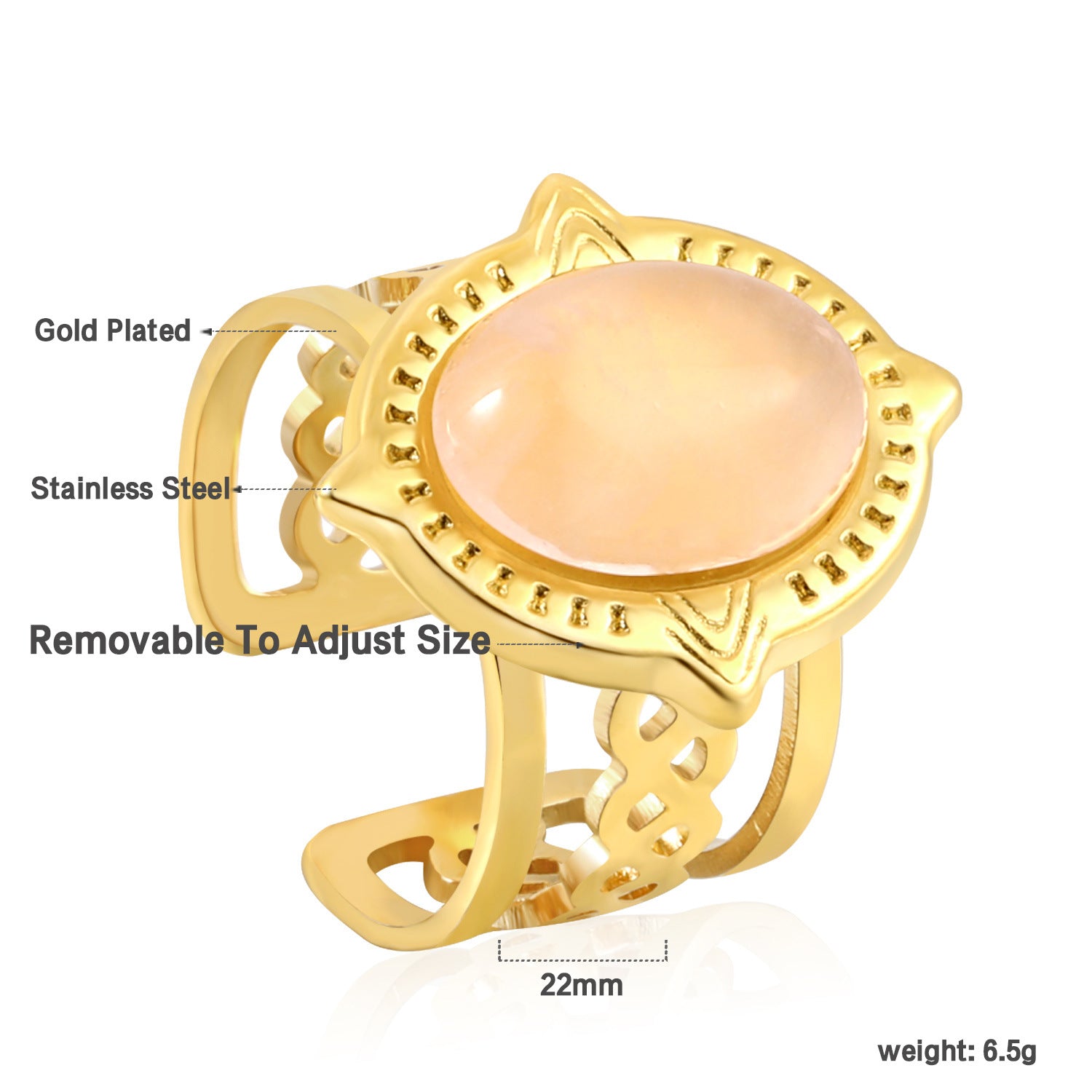 Damen offener Ring mit verstellbarem Design und elegantem Kunststoffstein Shop Nory