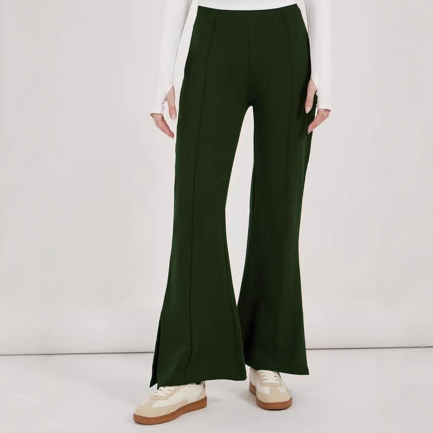 Damen Flair-Hose mit hoher Taille, durchgehender Bügelfalte und seitlichem Saumschlitz Shop Nory