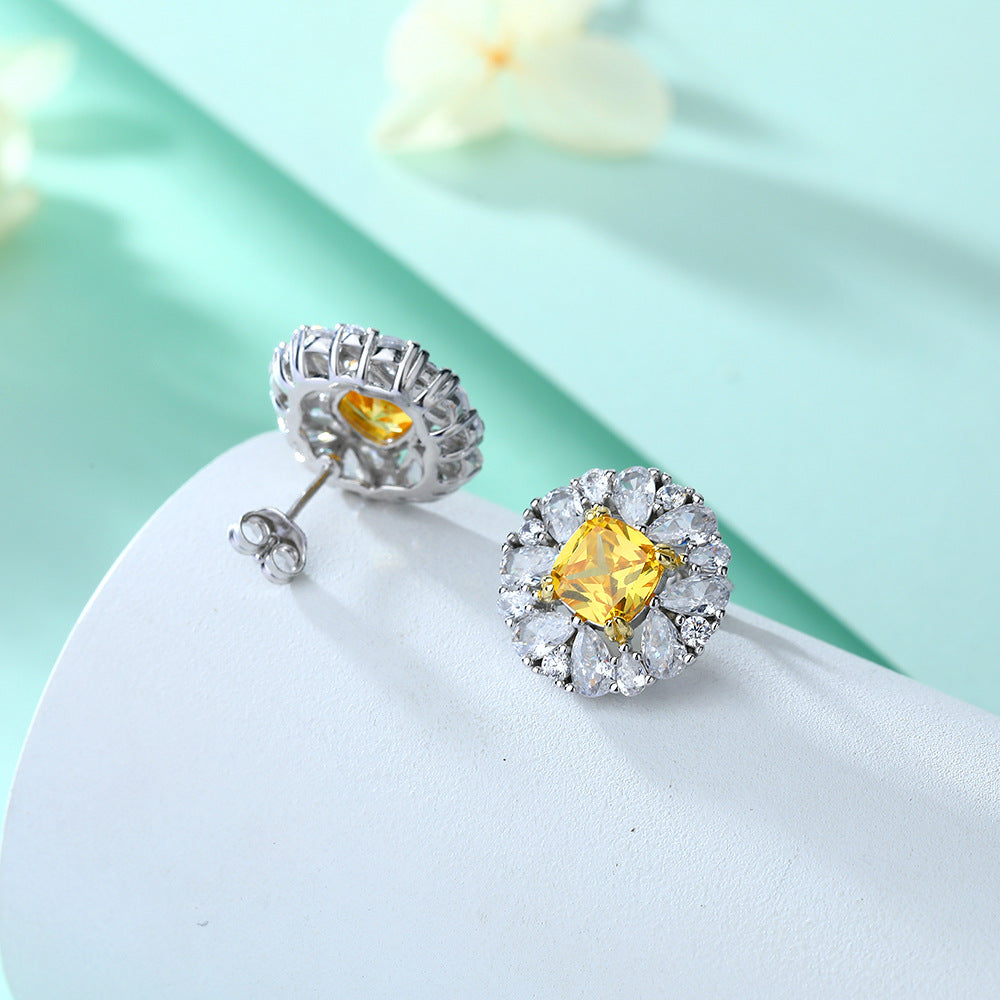 Damen Ohrstecker mit elegantem Kristallrahmen Shop Nory