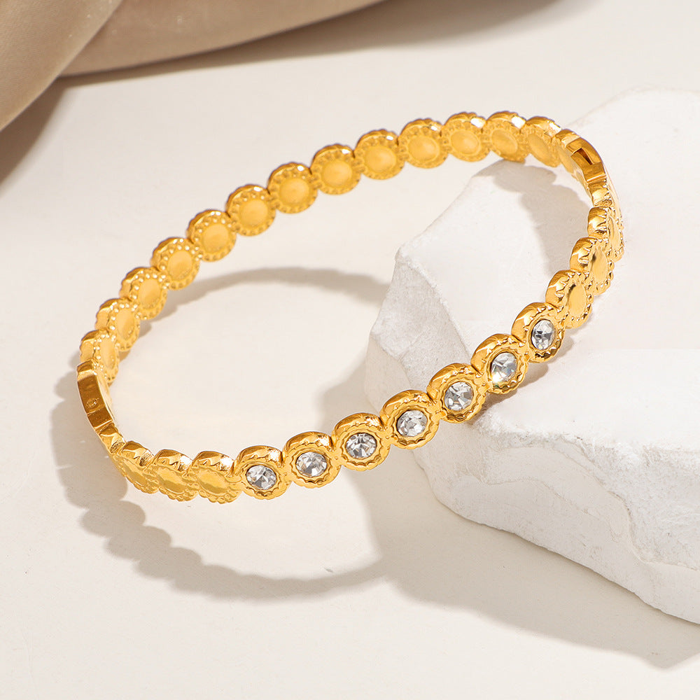 Damen Kristallverzierte Gold Armreif Bracelet Shop Nory