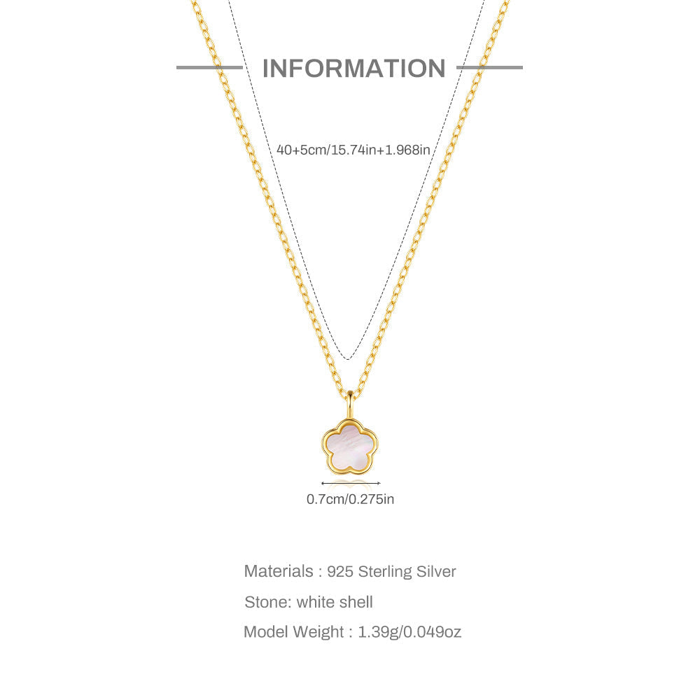 S925 Sterlingsilber Blütenweiße Muschel Verfeinerte Strass Schlüsselbeinghänger Hohlstud Ohrringe Anzug Bester Verkäufer in Schmuck | Shop Nory