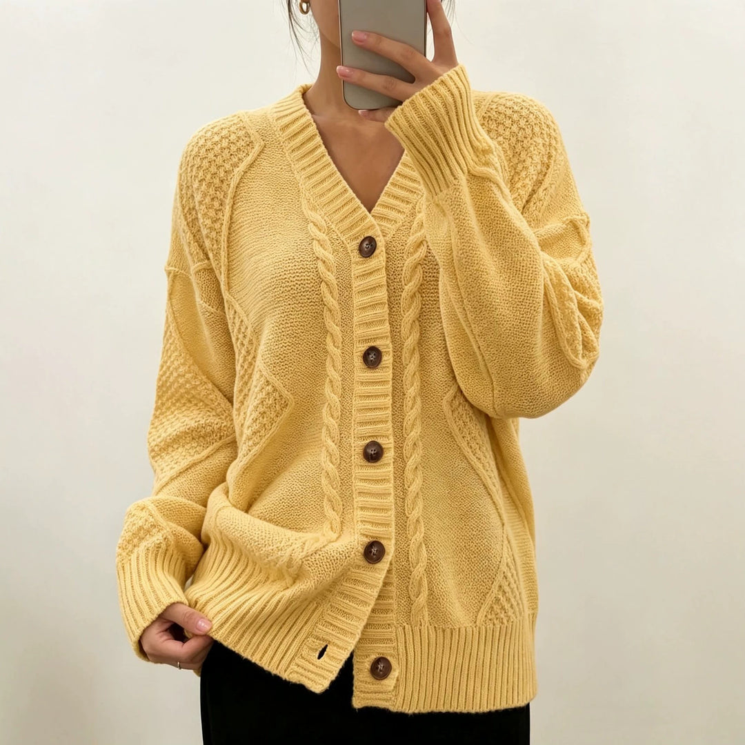 Damen Oversize Strickcardigan mit Zopf- und Strukturdetails Shop Nory