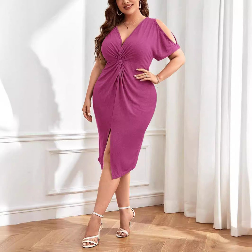 Damen Wickelkleid mit raffiniertem V-Ausschnitt und Trend-Details Shopnory