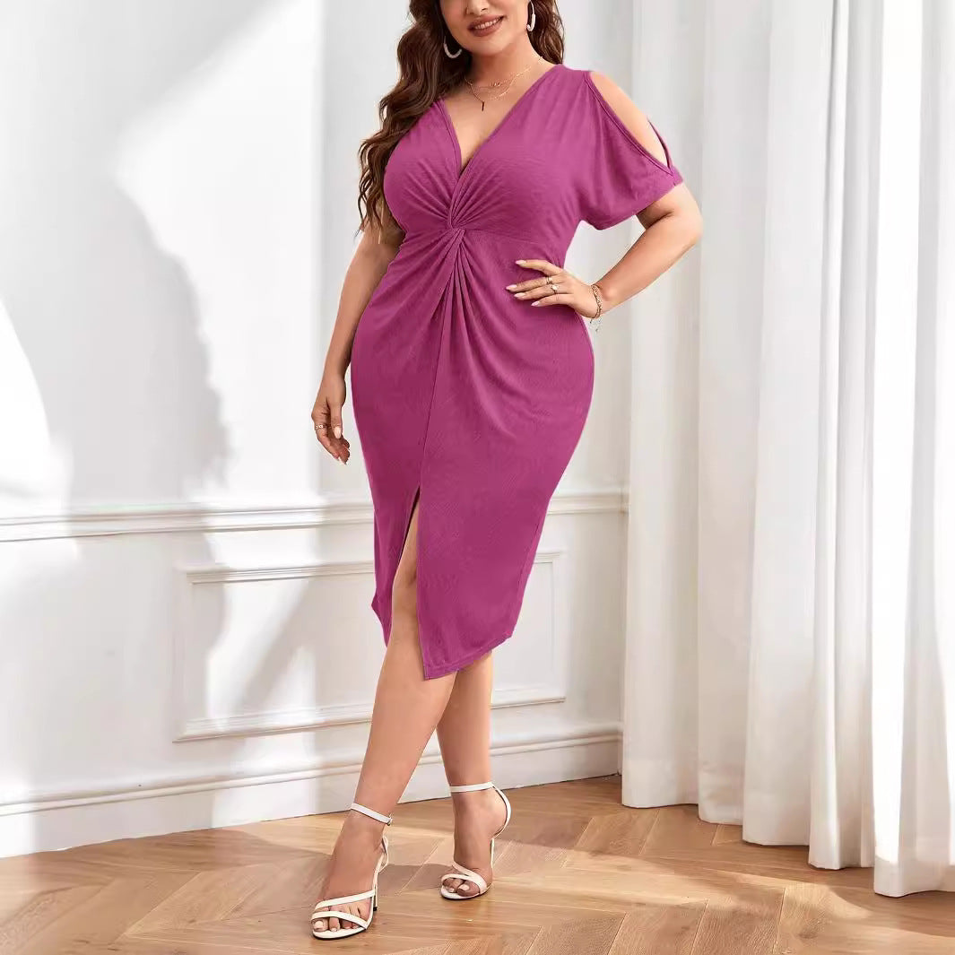Damen Wickelkleid mit raffiniertem V-Ausschnitt und Trend-Details Shopnory